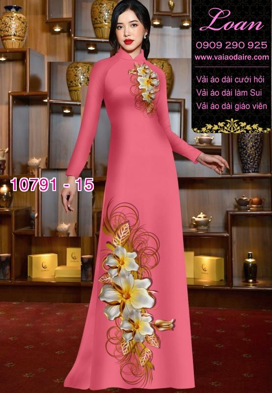 Vải áo dài hoa 3D