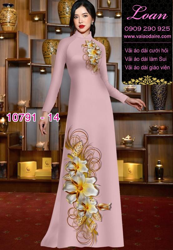 Vải áo dài hoa 3D