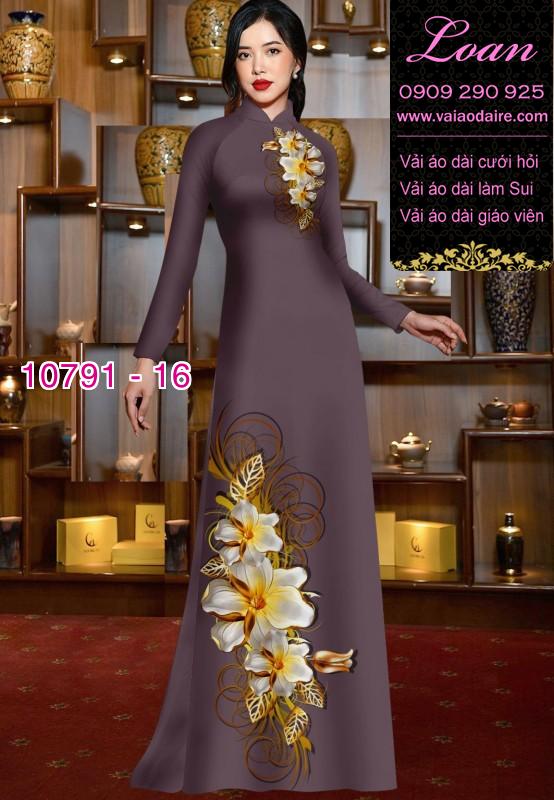 Vải áo dài hoa 3D