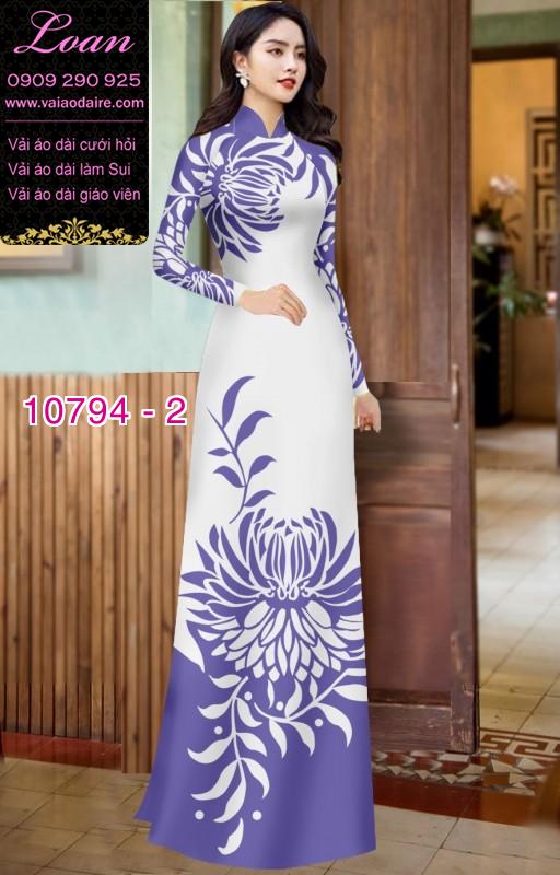 Vải áo dài hoa cúc đại đóa Vải áo dài hoa cúc đại đóa