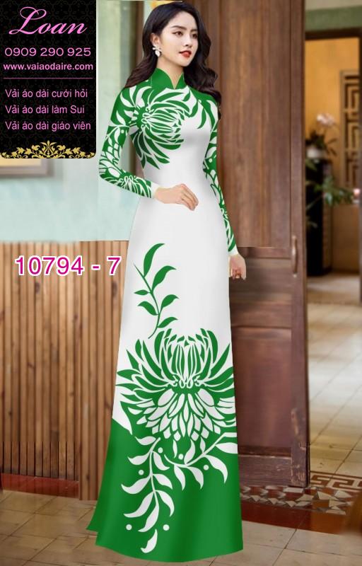 Vải áo dài hoa cúc đại đóa Vải áo dài hoa cúc đại đóa
