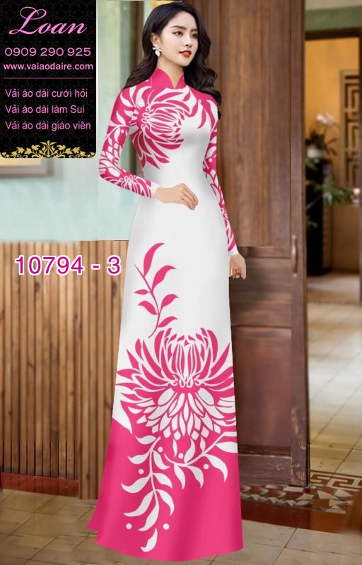 Vải áo dài hoa cúc đại đóa Vải áo dài hoa cúc đại đóa