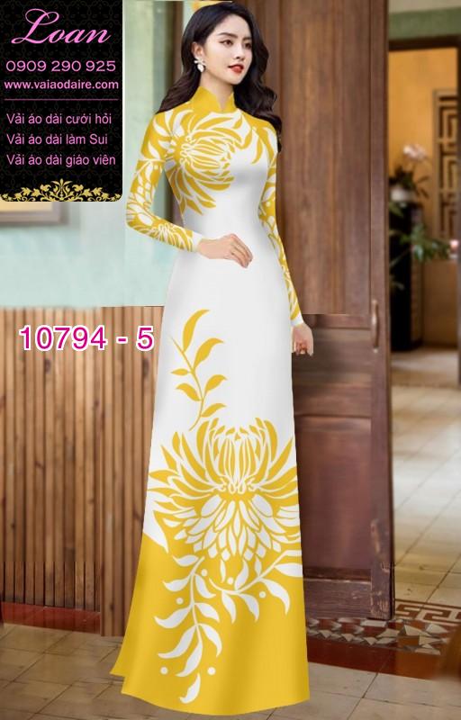 Vải áo dài hoa cúc đại đóa Vải áo dài hoa cúc đại đóa