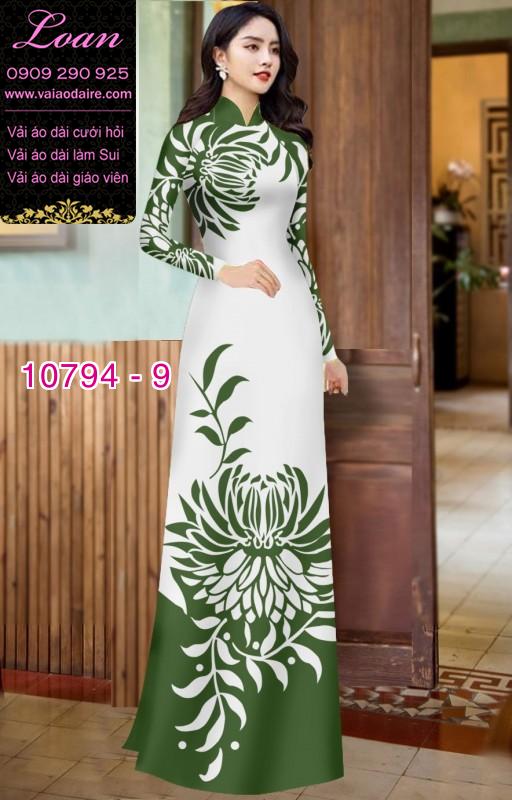Vải áo dài hoa cúc đại đóa Vải áo dài hoa cúc đại đóa