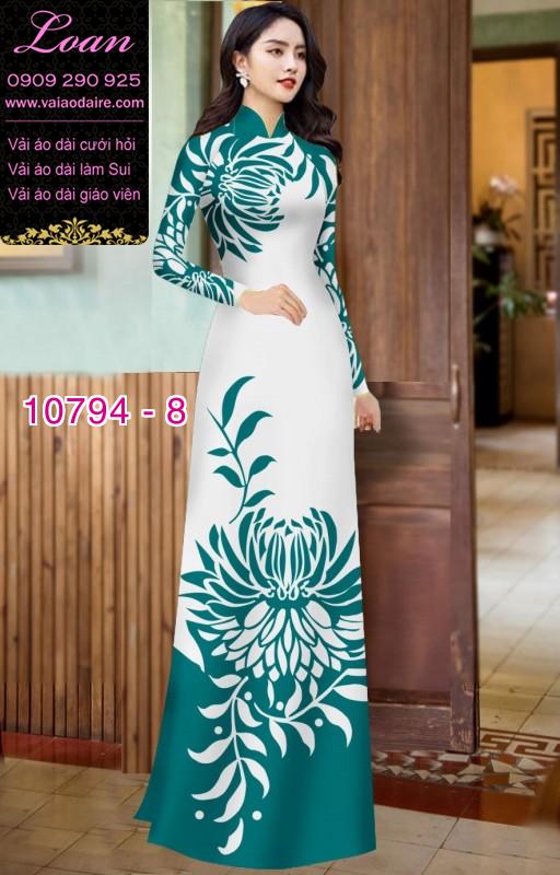 Vải áo dài hoa cúc đại đóa Vải áo dài hoa cúc đại đóa