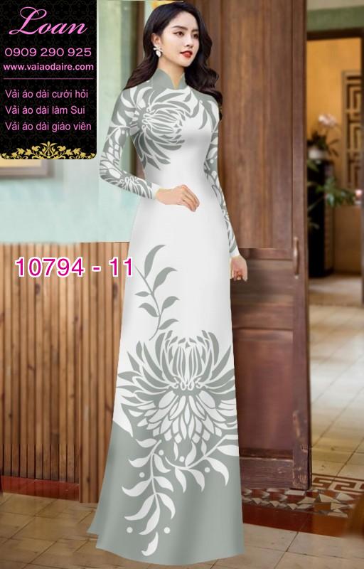 Vải áo dài hoa cúc đại đóa Vải áo dài hoa cúc đại đóa