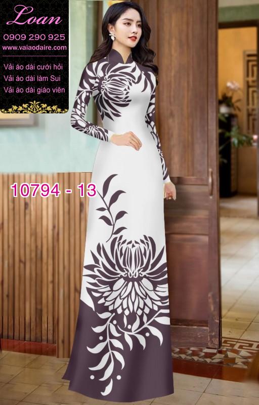 Vải áo dài hoa cúc đại đóa Vải áo dài hoa cúc đại đóa