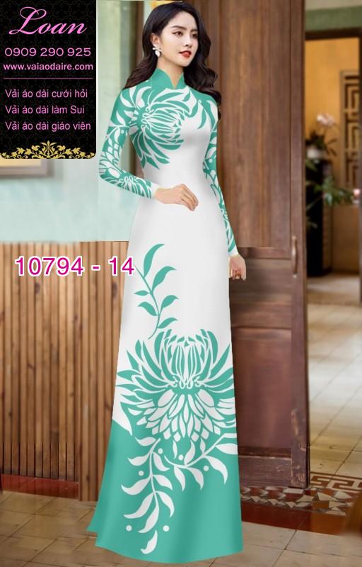 Vải áo dài hoa cúc đại đóa Vải áo dài hoa cúc đại đóa
