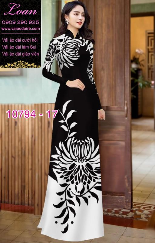 Vải áo dài hoa cúc đại đóa Vải áo dài hoa cúc đại đóa