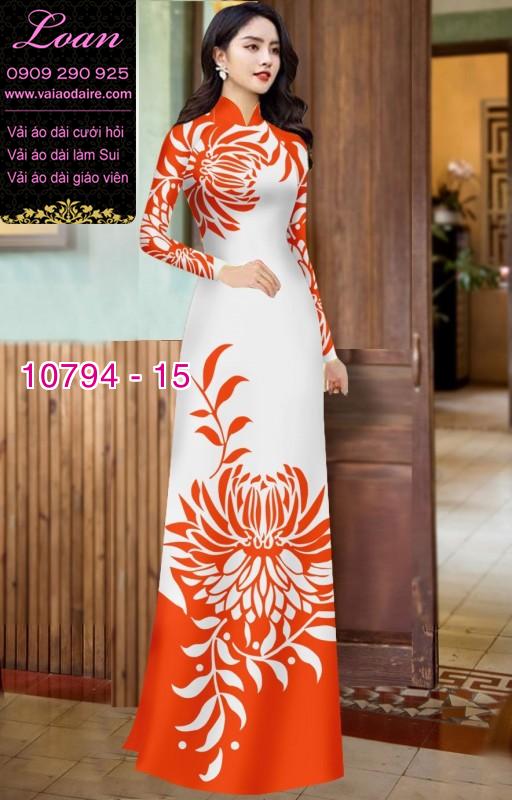 Vải áo dài hoa cúc đại đóa Vải áo dài hoa cúc đại đóa