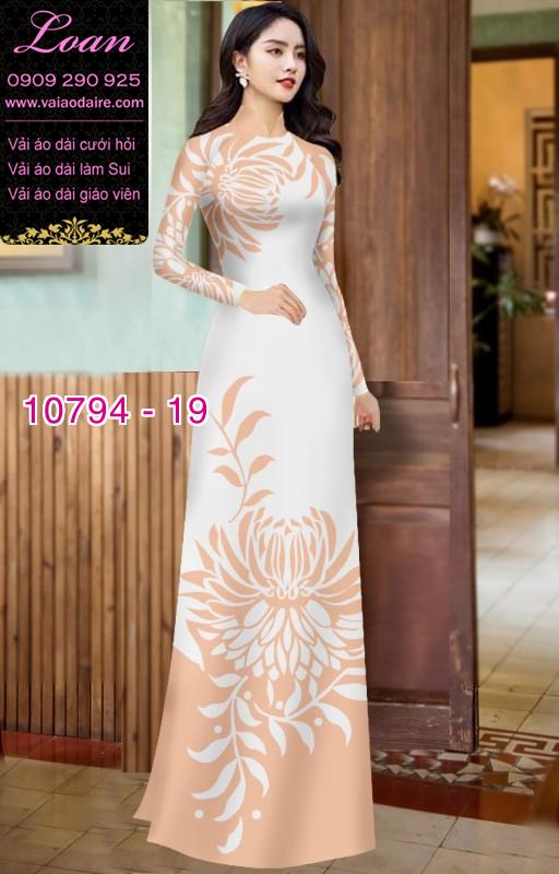 Vải áo dài hoa cúc đại đóa Vải áo dài hoa cúc đại đóa