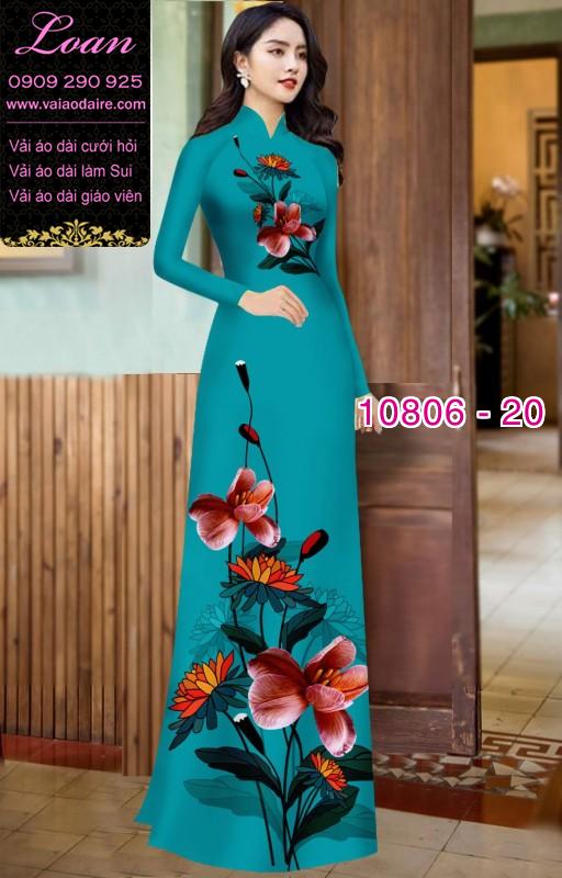 Vải áo dài hoa 3D