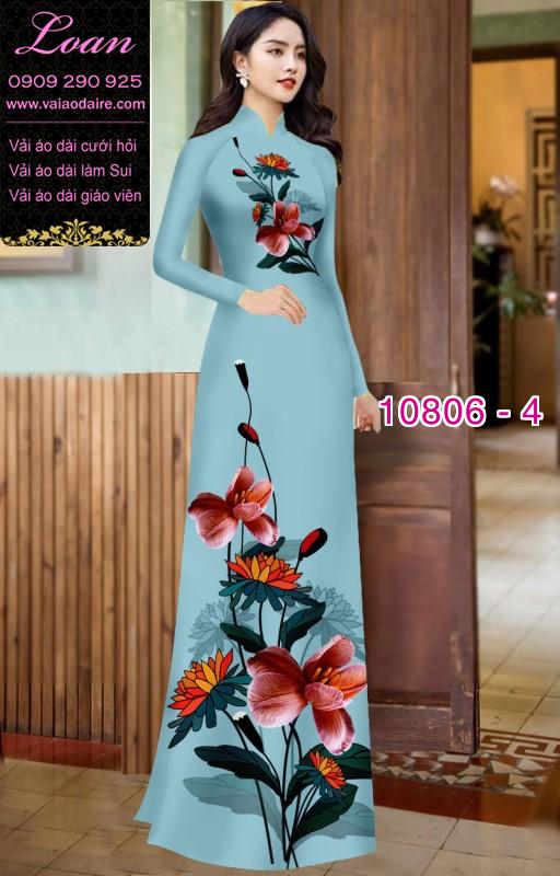 Vải áo dài hoa 3D