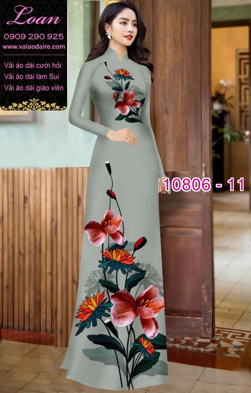 Vải áo dài hoa 3D