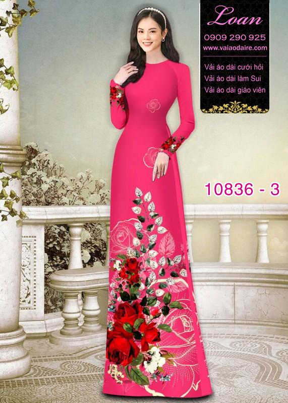 Vải áo dài hoa 3D