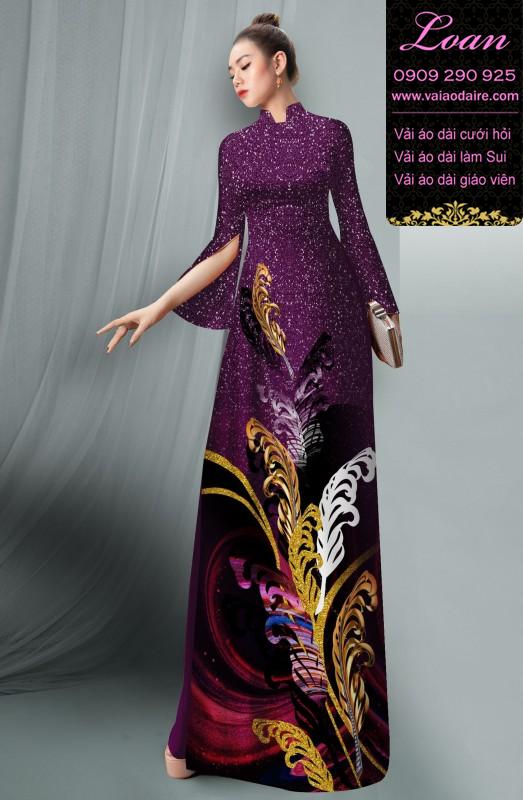 Vải áo dài hoa 3D