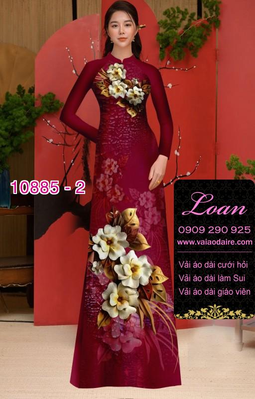 Vải áo dài hoa 3D