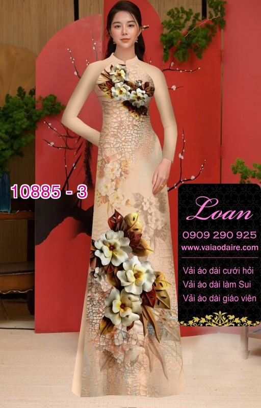Vải áo dài hoa 3D