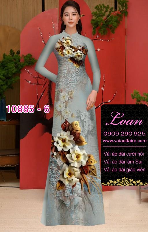 Vải áo dài hoa 3D