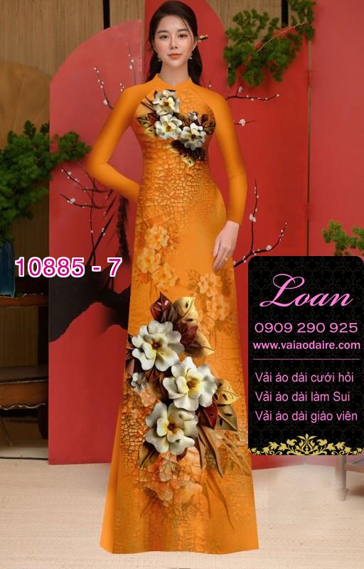 Vải áo dài hoa 3D
