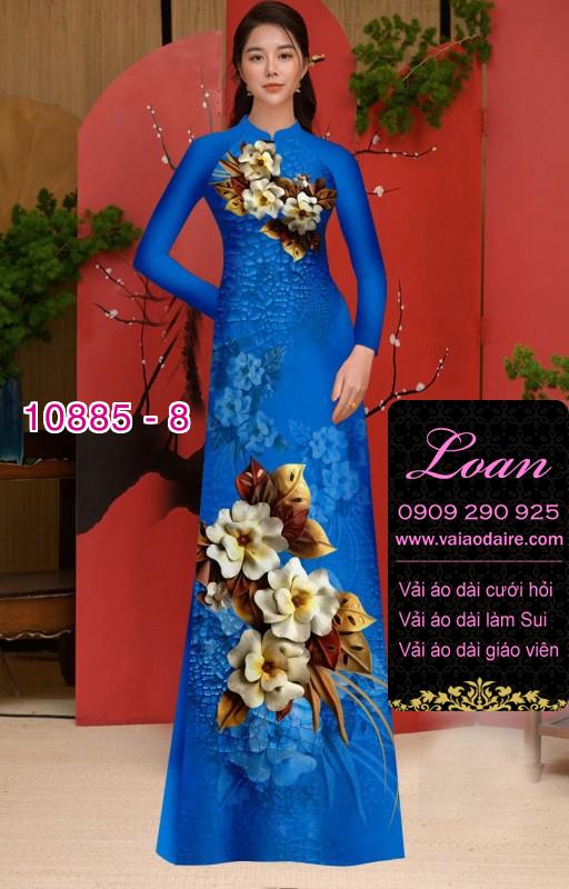 Vải áo dài hoa 3D