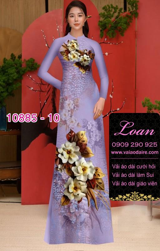 Vải áo dài hoa 3D