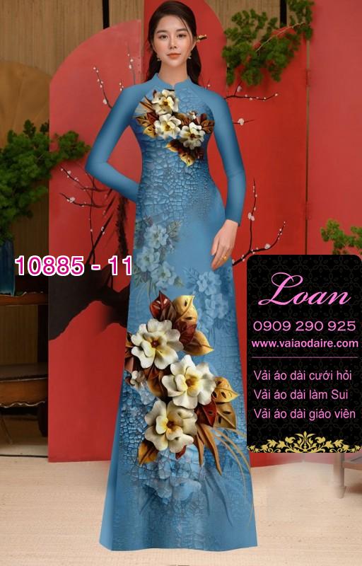 Vải áo dài hoa 3D