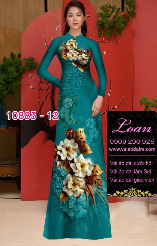 Vải áo dài hoa 3D