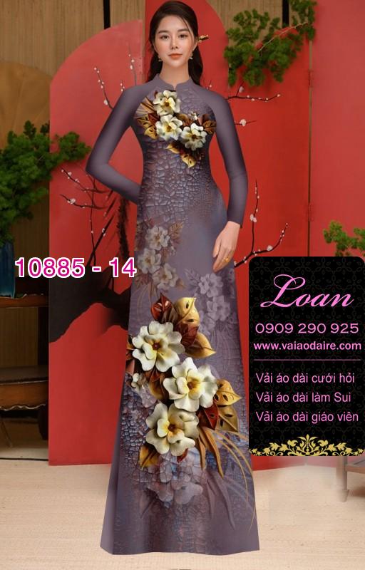 Vải áo dài hoa 3D