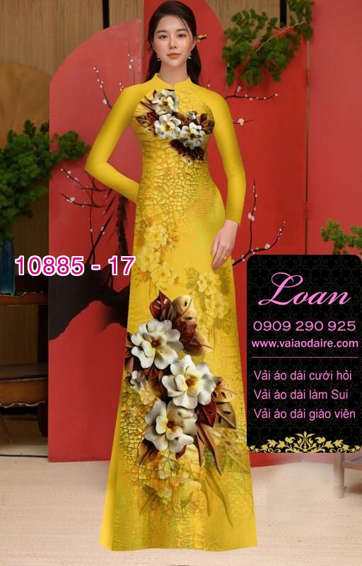 Vải áo dài hoa 3D