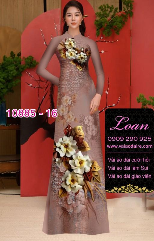 Vải áo dài hoa 3D