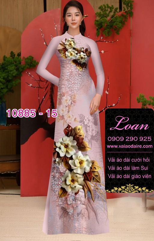 Vải áo dài hoa 3D