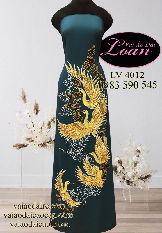 Vải áo dài kết chim hạc cao cấp