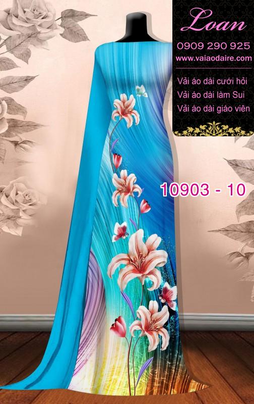 Vải áo dài hoa 3D