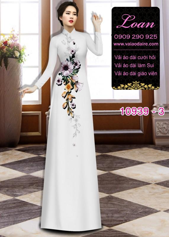 Vải áo dài hoa 3D