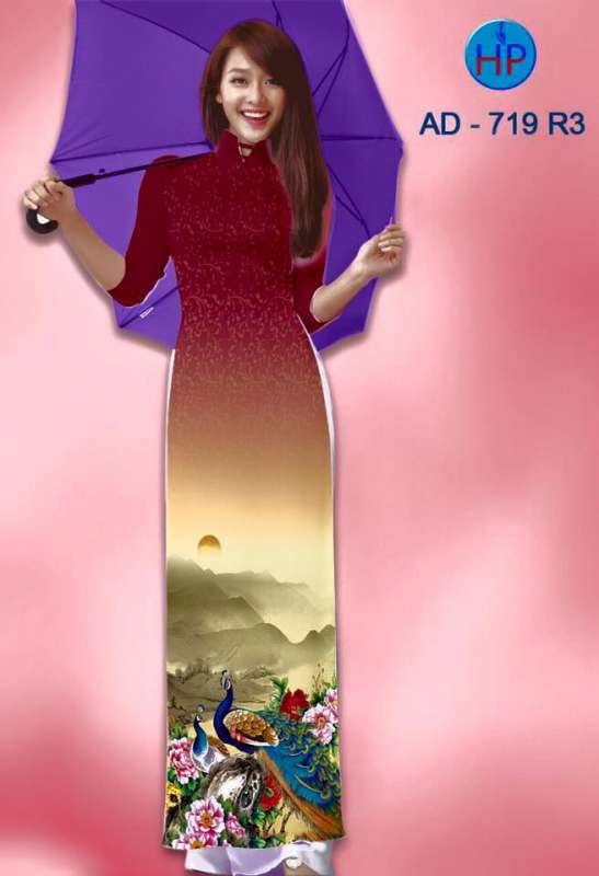Vải áo dài chim Công