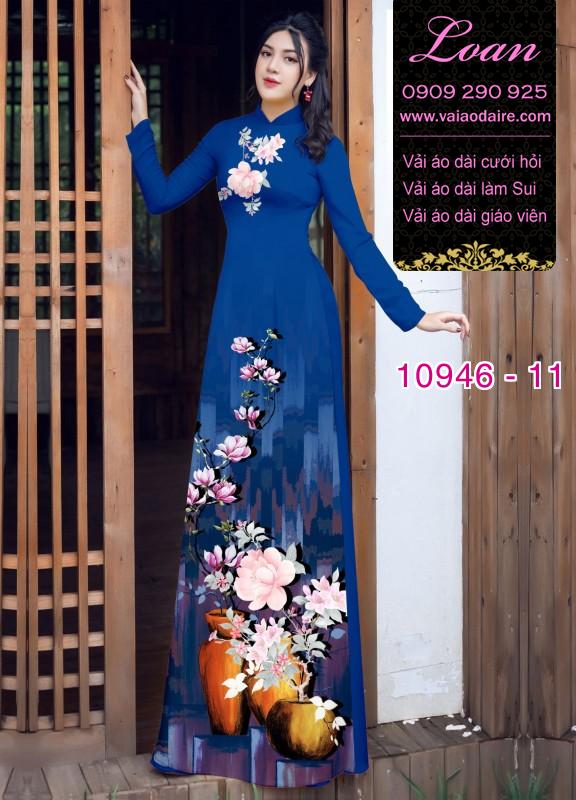 Vải áo dài hoa 3D