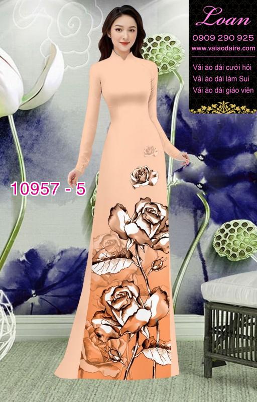 Vải áo dài hoa hồng 3D Vải áo dài hoa hồng 3D