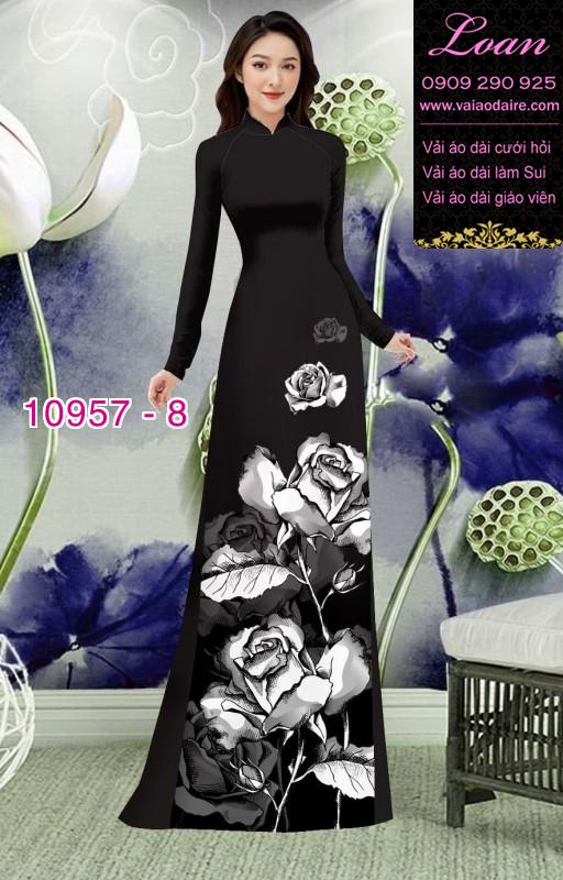 Vải áo dài hoa hồng 3D Vải áo dài hoa hồng 3D