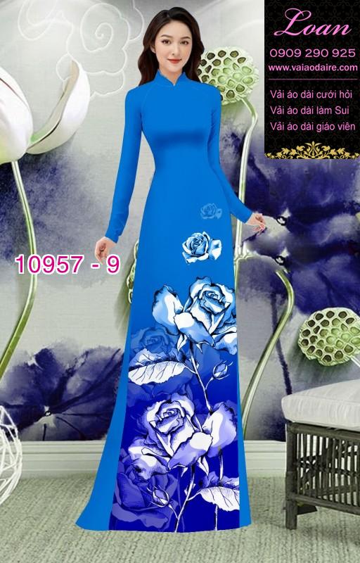 Vải áo dài hoa hồng 3D Vải áo dài hoa hồng 3D