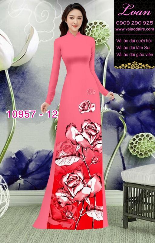Vải áo dài hoa hồng 3D Vải áo dài hoa hồng 3D