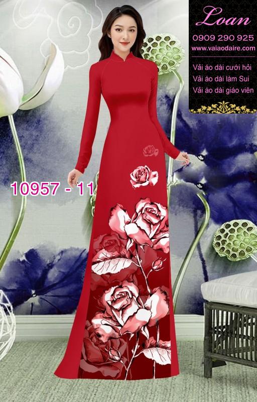 Vải áo dài hoa hồng 3D Vải áo dài hoa hồng 3D