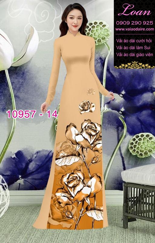 Vải áo dài hoa hồng 3D Vải áo dài hoa hồng 3D