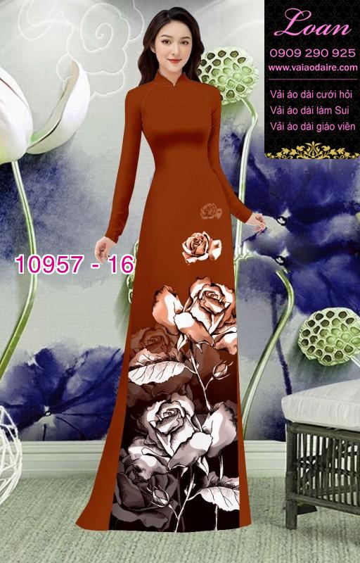 Vải áo dài hoa hồng 3D Vải áo dài hoa hồng 3D