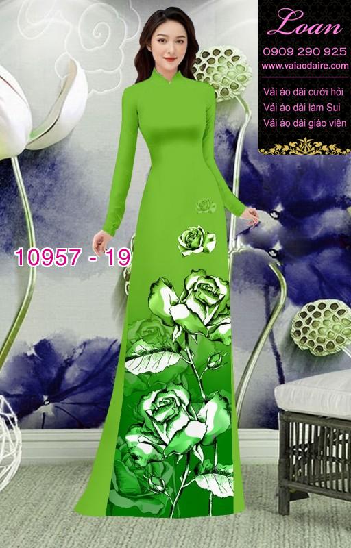 Vải áo dài hoa hồng 3D Vải áo dài hoa hồng 3D