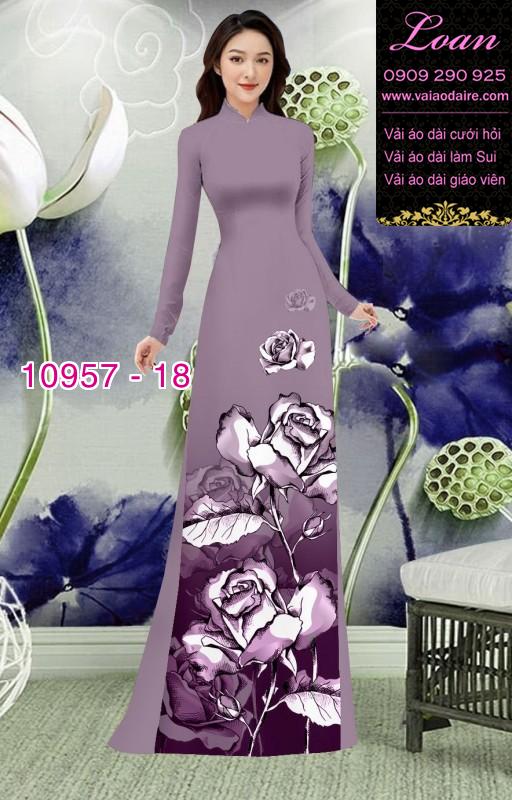 Vải áo dài hoa hồng 3D Vải áo dài hoa hồng 3D