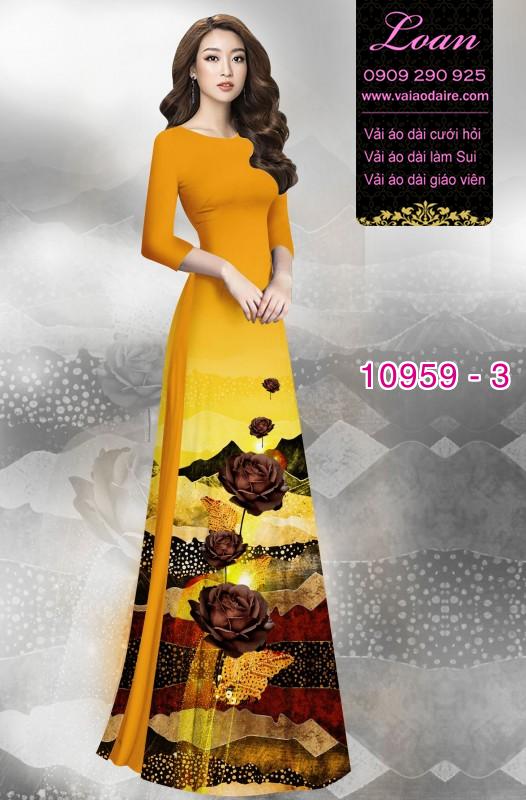 Vải áo dài hoa 3D