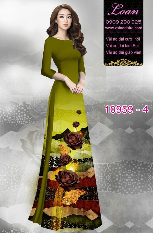 Vải áo dài hoa 3D