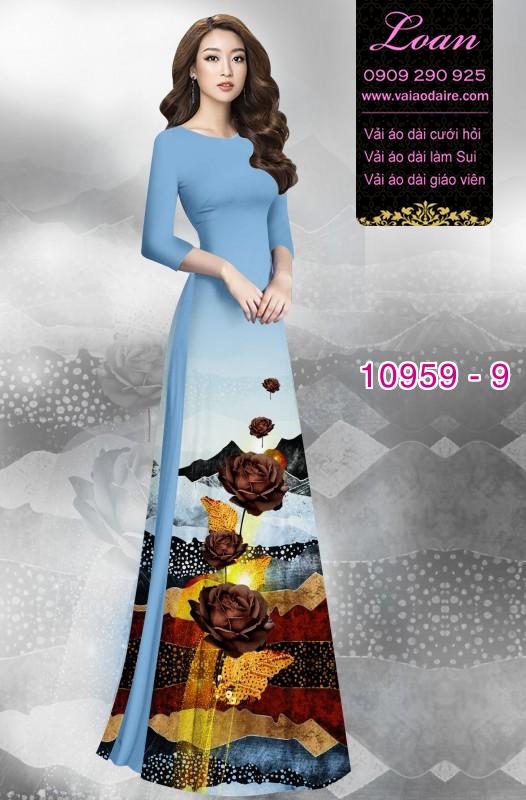 Vải áo dài hoa 3D