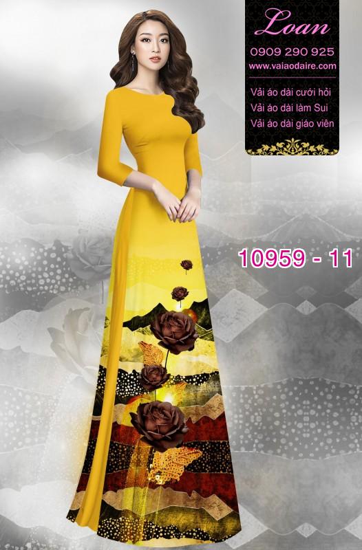 Vải áo dài hoa 3D